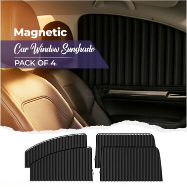 Magnetic Car Side Window Sunshade Curtains - Pack Of 4