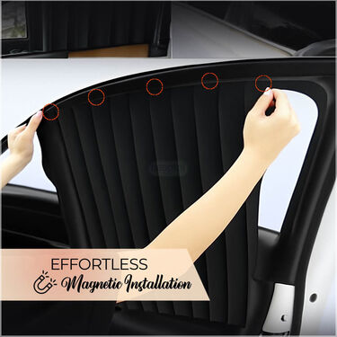 Magnetic Car Side Window Sunshade Curtains - Pack Of 4
