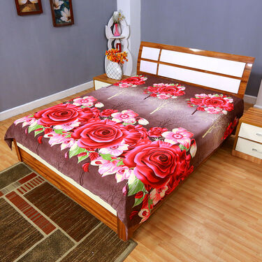 Pack of 8 Floral Delight Double Bedsheets with 4 Filled Pillows (8BS4P1)