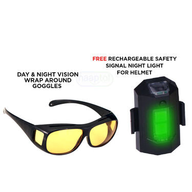HD Night Vision Wrap Around Goggles With Safety Free Night light For Helmet (NVNLH)