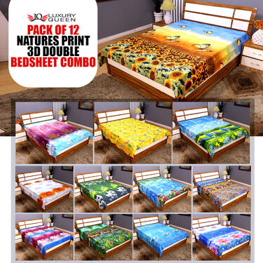 Pack of 12 New Nature Print Double Bedsheets (12BS6)