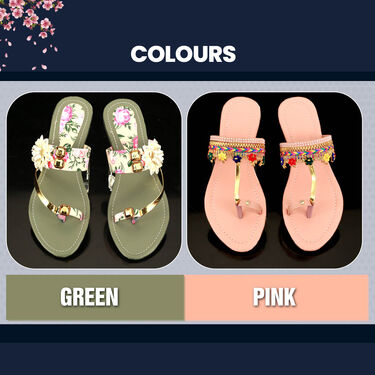 Pack of 2 Designer Ladies Sandals + Golden Watch Free (LSW1)
