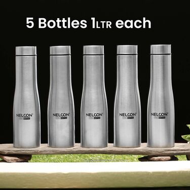 Pack of 5 Stainless Steel Designer Water Bottles