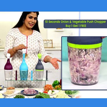 Royal Chef 10 Seconds Onion & Vegetable Push Chopper - Buy 1 Get 1