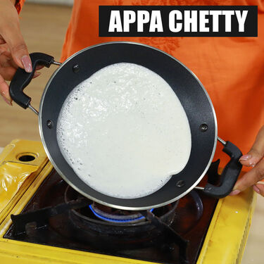 12 Cavity Nonstick Appam Patra + Steel Medu Vada Maker + Appa Chetty + Free Mini Coconut Scraper (1AP1MW2)