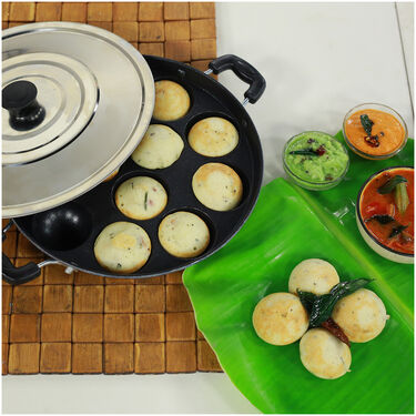 12 Cavity Nonstick Appam Patra with Lid + Stainless Steel Medu Wada Maker