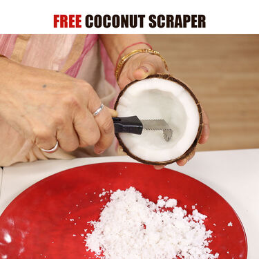 12 Cavity Nonstick Appam Patra with Lid + Stainless Steel Medu Wada Maker+Free Mini Coconut Scraper+Free Dough Mixer(1AP1MW3)