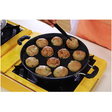 12 Cavity Nonstick Paniyaram Pathram & Lid + 7 Cavity Paniyaram Pathram & Lid (2AP1)