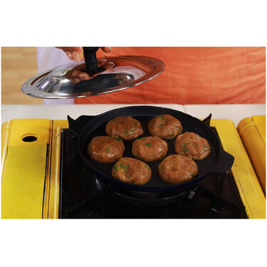 12 Cavity Nonstick Paniyaram Pathram & Lid + 7 Cavity Paniyaram Pathram & Lid (2AP1)