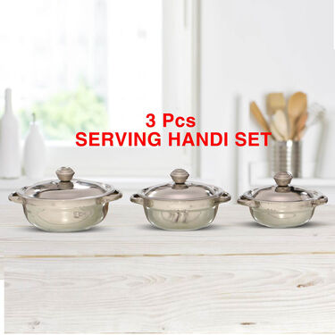 17 Pcs Colored Stainless Steel Storage Set + 3 Pcs Serving Handi Set + 3 Pcs Serving Spoon + Free 12 Pcs Storage Set (55SS2)