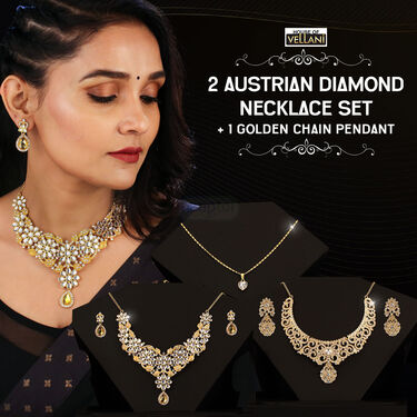 2 Austrian Diamond Necklace Set + 1 Chain Pendant (2AUD1CP)