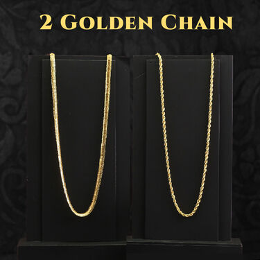 2 Golden Chain + Bracelet + Ring + Free Watch (2GCBRW13)