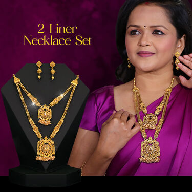 2 Liner Necklace Set + 2 Bangles + Free Chain Pendant (2LNSBCP)