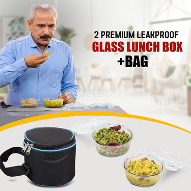 2 Premium Leakproof Glass Lunch Box (2GLBB)