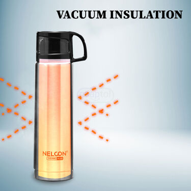 24 Hours Hot or Cold Insulated Flask (1.0 Ltr) + 2 Double Wall Cup With Lid (1F2C2)