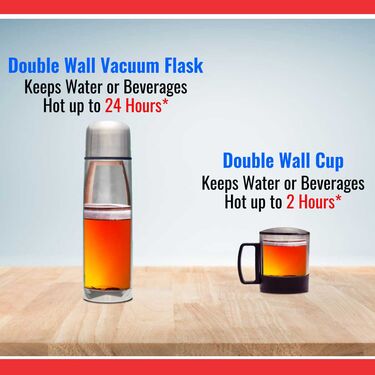 24 Hours Hot or Cold Insulated Flask + Double Wall Cup