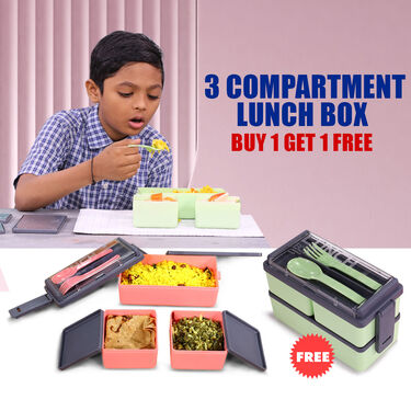 3 Compartment Lunch Box - Buy 1 Get 1 Free (3CRTB)