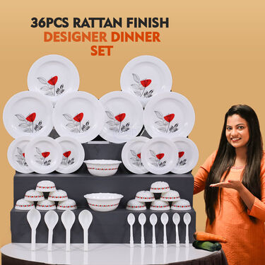 36 Pcs Rattan Finish Designer Dinner Set (36RFDS)