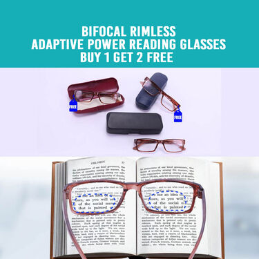 Bifocal Rimless Adaptive Power Reading Glasses Buy 1 Get 2 Free (3BORG)