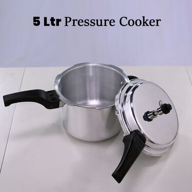 5 Ltr Pressure Cooker + 12 Cavity Idli Rack + Cake Mould + Steamer Basket (1PC1CM1SB1)