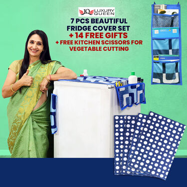 7 Pcs Beautiful Fridge Cover Set + 14 Free Gifts with Kitchen Scissor (7F10)