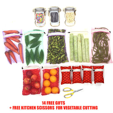 7 Pcs Beautiful Fridge Cover Set + 14 Free Gifts with Kitchen Scissor (7F10)