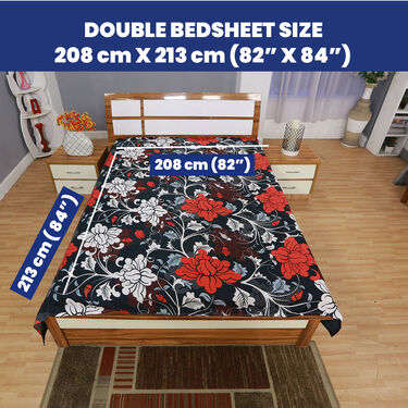 Pack of 8 Floral Delight Double Bedsheets with 4 Filled Pillows (8BS4P1)