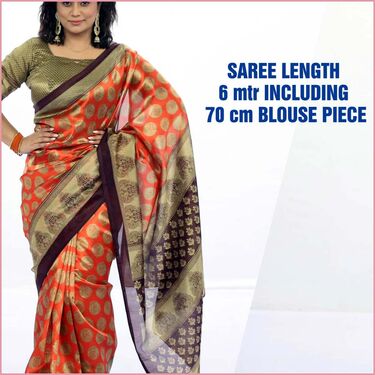 8 Printed Art Silk Sarees with 8 Free Blouse Piece (8AS3)