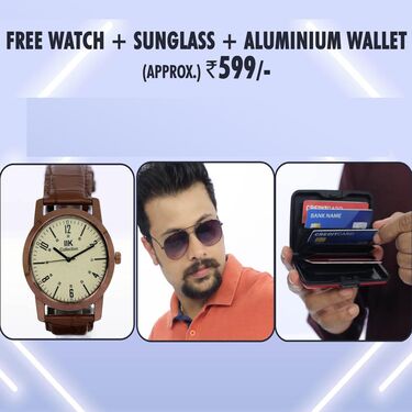 Leatherite Sandals + Leatherite Watch + Sunglasses + Aluminium Wallet - Pick Any 1 (SW37)