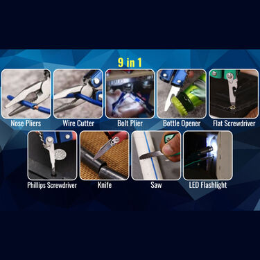 9 in 1 MultiFunctional Hand Plier Tool + Free Safety Bag (HT15)