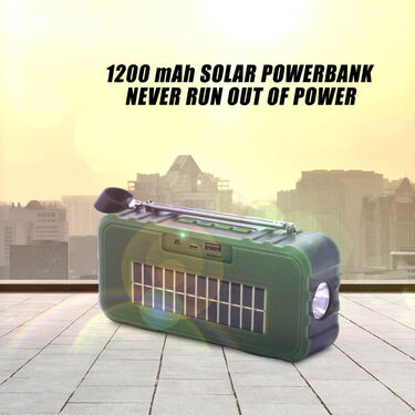 4-in-1 Powerful Solar Powerbank + Wireless FM Radio + Heavy Bass Bluetooth Speaker + Powerful Torch (BLS1)