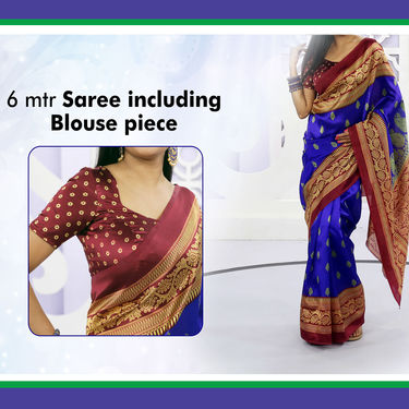 Banarasi Inspired Silk Saree with Blouse Piece (2AS1) - BOGO