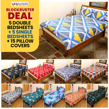 Pack of 10 Sweet Dream Bedsheets + 15 Pillow Covers (5DSBS6)