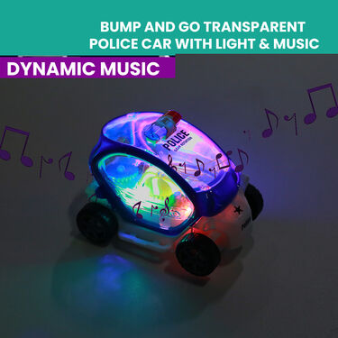 Bump And Go Transparent Police Car with Lights & Music