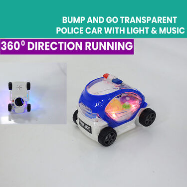 Bump And Go Transparent Police Car with Lights & Music