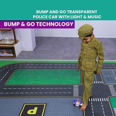 Bump And Go Transparent Police Car with Lights & Music