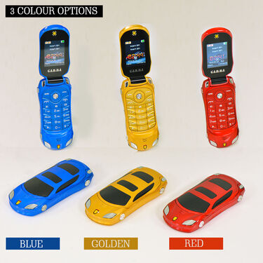 Car Flip Phone with Dual Screen & Dual SIM + Free Wireless Bluetooth Earpods with Charging Case & Inbuilt Powerbank (CSM11)