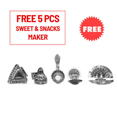 Chapati & Puri Maker + 5 Pcs Stainless Steel Sweet Snack Maker (CP3)