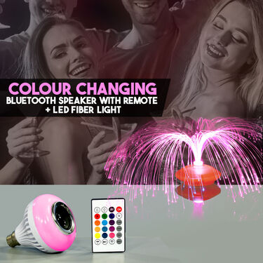 Colour Changing Bluetooth Speaker with Remote + LED Fiber