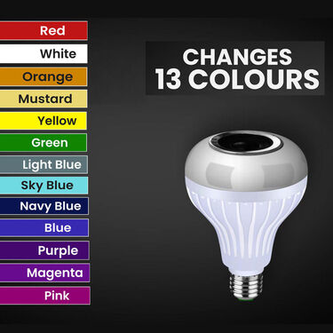 Colour Changing LED Bulb with Bluetooth Speaker with Remote & Free LED Laser Star Light (CBSR7)