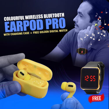 Colourful Earpod Pro with Digital Watch - Pick Any 1