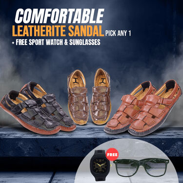 Comfortable Leatherite Sandals Pick Any 1 Free Sports Watch + Sunglasses (SW64)