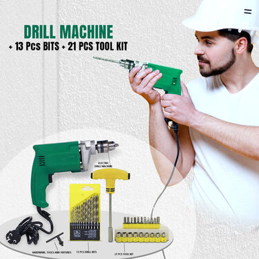 Drill Machine   13 Pcs Bits   21 Pcs Tool Kit (HI8)