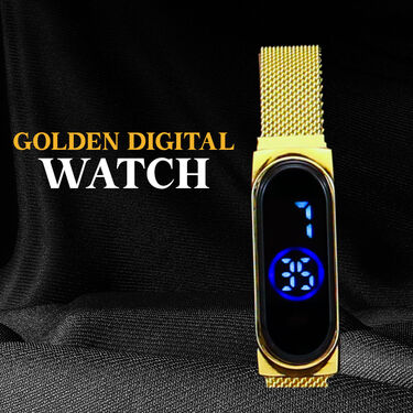 Golden Digital Watch + Chain with Free Watch (GDWCFW1)