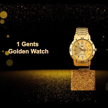 Golden Watch + Chain with Digital Watch (MGWCFD2)