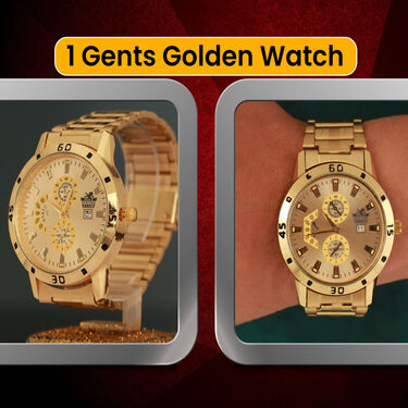 Golden Watch with Chain + Free Digital Watch (MGWCFD3)