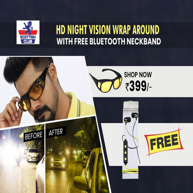 HD Night Vision Wrap Around Goggles + Free Bluetooth Neckband