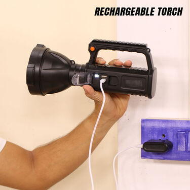 High Power long Range Rechargeable Torch with Emergency Light & Power Bank + Stand (EL5)