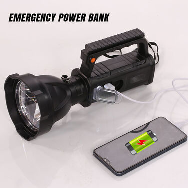 High Power long Range Rechargeable Torch with Emergency Light & Power Bank + Stand (EL5)