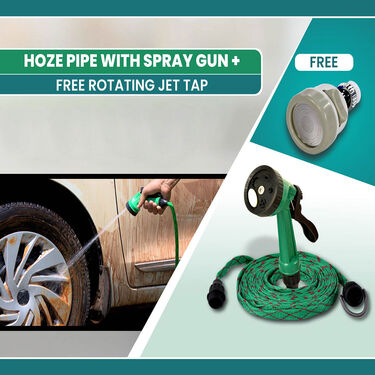 Hoze Pipe with Spray Gun + Rotating Jet Tap Free